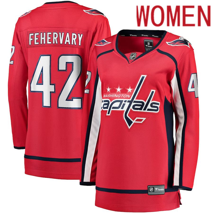 Women Washington Capitals #42 Martin Fehervary Fanatics Branded Red Home Breakaway Player NHL Jersey->women nhl jersey->Women Jersey